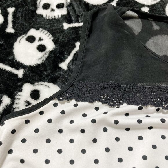 CLIENTELE Plus-size black and white polka dot sleeveless shirt ~ XL XXL tank top - Picture 6 of 13